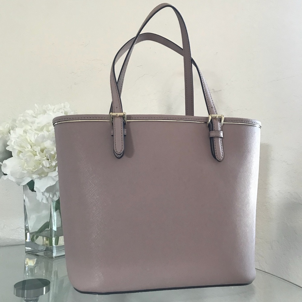 Michael Kors Saffiano Frame Fawn Tote Purse Bag - Picture 3 of 8